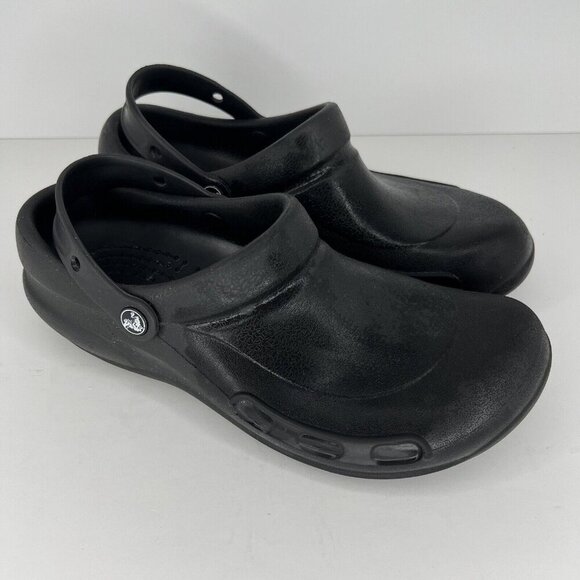 Crocs At Work Solid Black Classic Bistro Clogs Mens Size 9 Women’s Size 11 - Picture 2 of 9